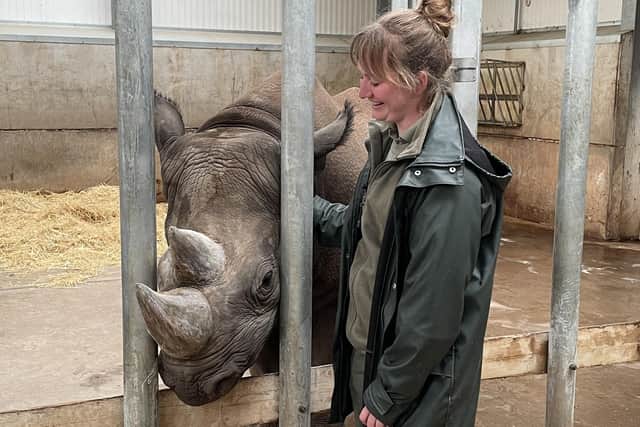 Mum to be with a Yorkshire Wildlife Park ranger