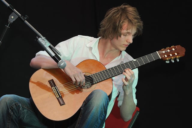 David Lawerance, of Doncaster plays his guitar at the Donny's Got Talent Final in 2011