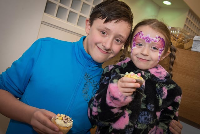 Andrew and Ebony Abbott (six) from Askern with their decorated buns in 2016