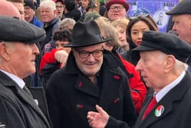 Ricky Butler chats with George Galloway and Arthur Scargill at the parade.