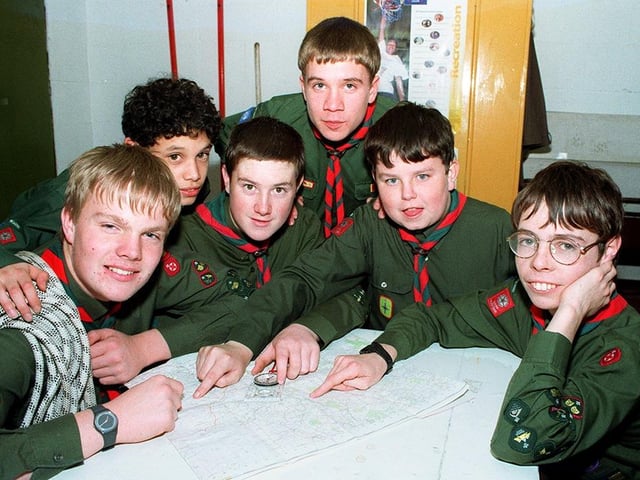Six scouts from the 58th Doncaster troop were picked to attend the 19th World Jamboree in Chile - from the left are, Mathew Vernon, Phillip Tasker, Chris Tate, Robert Simmons, David Plant and Peter McChrystal, November 1997