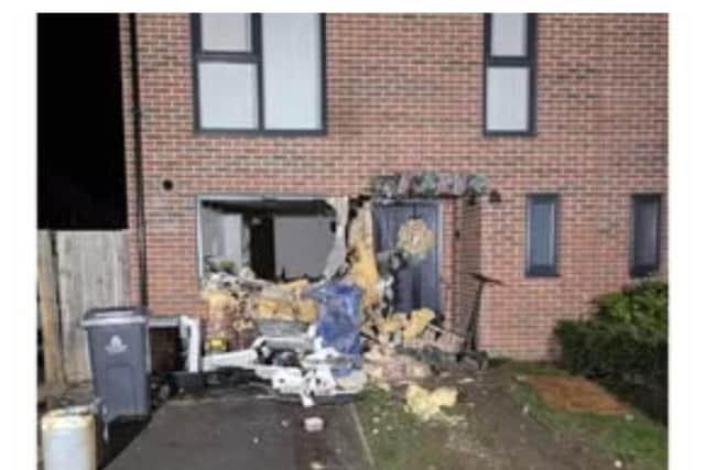 The house in Mear Close suffered extensive damage following an arson attack and a later incident where a car was driven into the property.