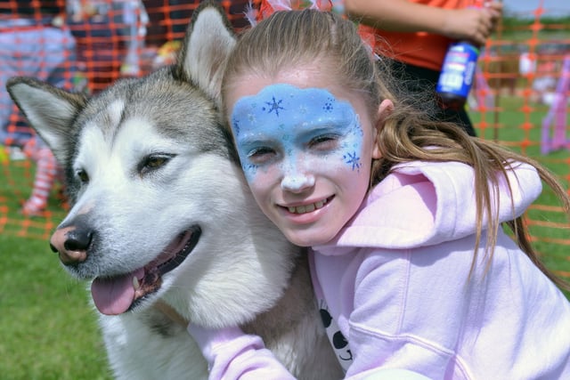 Cuddles from Megan Costello for her Alaskan Malamute Kiera during the Dogs Day Out event held at Summerhill. Were you there in 2014?