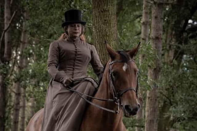 Leila has been riding side saddle for many years.