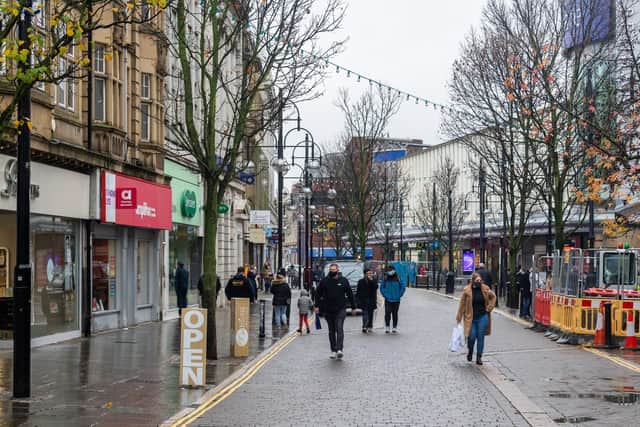 Shoppers in Doncaster city centre