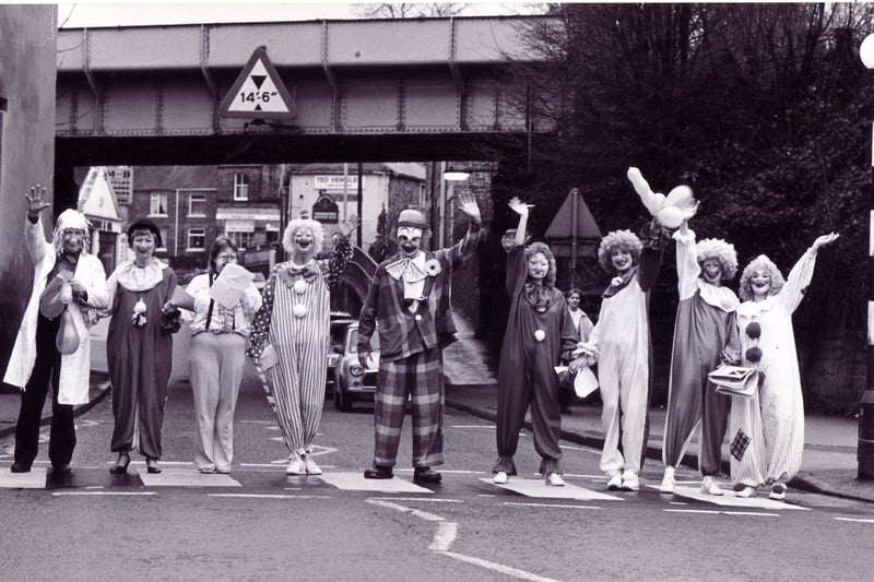 Nat West Bank Staff stage a hold-up at Dronfield for Comic Relief - 11th March 1989
