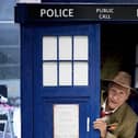 Ricky Butler inside his home made TARDIS.