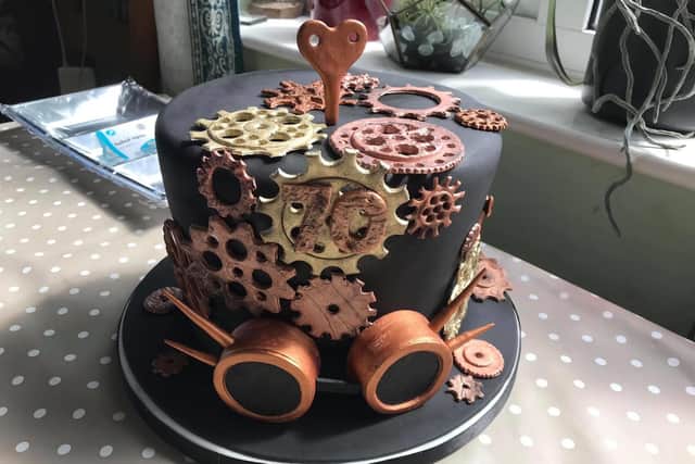 Keen baker Jolene and her daughters made this for her mum's birthday. Her mum is a big steam punk fan