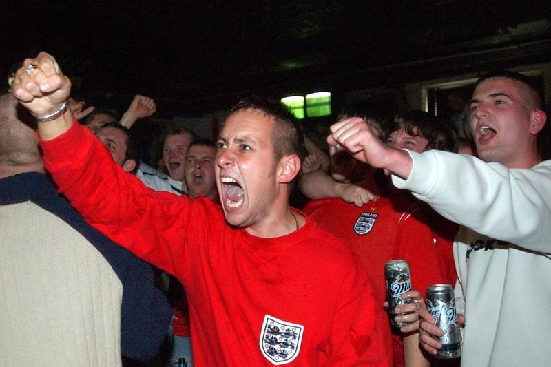 An early goal for England the fans celebrate. Remember this from 2004?