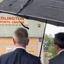 Michael Gove during his visit to Edlington with Nick Fletcher MP