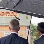Michael Gove during his visit to Edlington with Nick Fletcher MP
