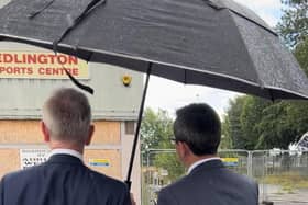 Michael Gove during his visit to Edlington with Nick Fletcher MP