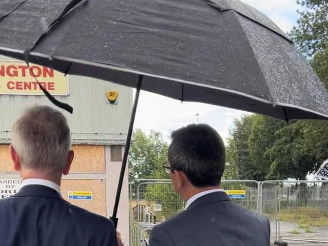 Michael Gove during his visit to Edlington with Nick Fletcher MP