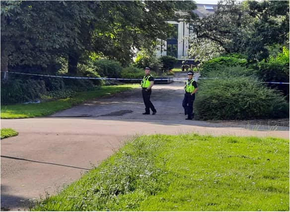 Large parts of Elmfield Park were cordoned off by police.
