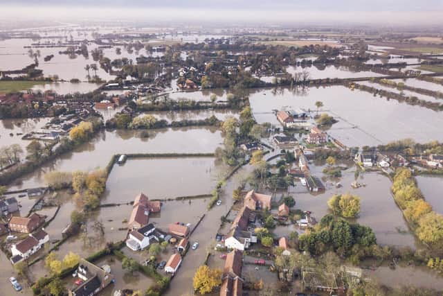 The village of Fishlake, Doncaster, submerged under flood water. Picture: SWNS