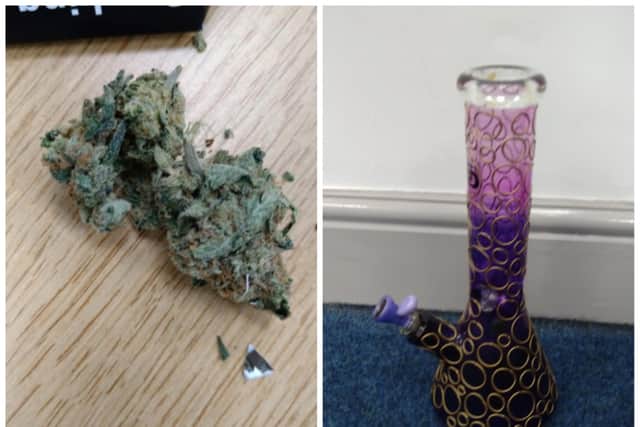 Police seized cannabis and a bong in a crackdown on drugs in a Doncaster village.