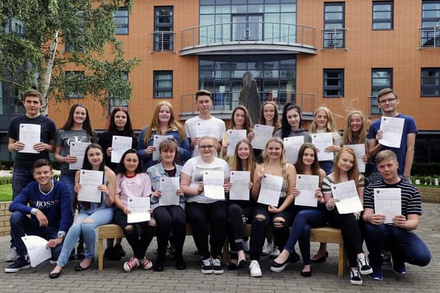 Trinity Academy.Thorne,GCSE Resultsâ€¦..Pictured are some of the students with their resultsâ€¦.Pic Steve Ellis