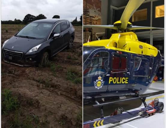 The police helicopter was used to track two stolen vehicles in Doncaster