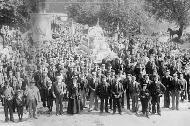 Kilner employees celebrating the 1897 silver jubilee at Conisbrough Castle. Note the display of Kilner Jars and Bottles on the wagon