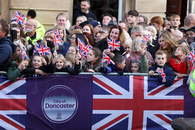 People wait for King Charles and Queen Consort Camilla's visit to the Mansion House in Doncaster during an official visit to Yorkshire on November 9, 2022. (Photo by Molly Darlington - WPA Pool/Getty Images)