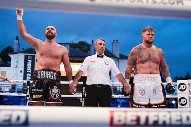 Alen Babic and Mark Bennett, pictured after their heavyweight contest. Photo: Mark Robinson/Matchroom Boxing
