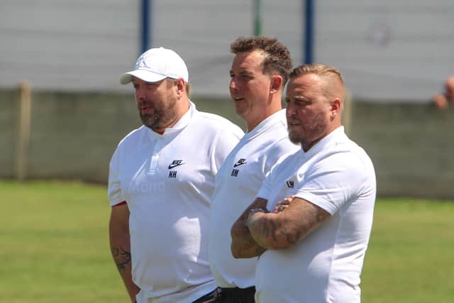 Lee Morris (right) with his management team of Rhys Meynell (centre) and Nathan Helliwell.