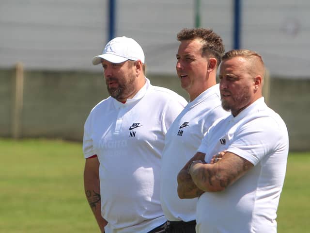Lee Morris (right) with his management team of Rhys Meynell (centre) and Nathan Helliwell.