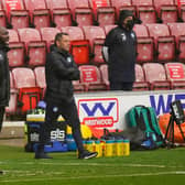 Darren Moore shouts instructions to his Doncaster Rovers side at Wigan Athletic. Picture: Steve Flynn/AHPIX