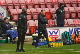 Darren Moore shouts instructions to his Doncaster Rovers side at Wigan Athletic. Picture: Steve Flynn/AHPIX