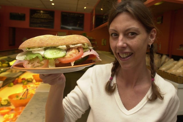 Deborah Luca manager of Churchill's sandwich shop Hartshead pictured in 2002