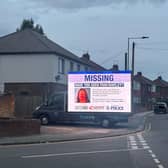 A digital billboard has been travelling the streets of Doncaster in the hunt for missing Pam Johnson.