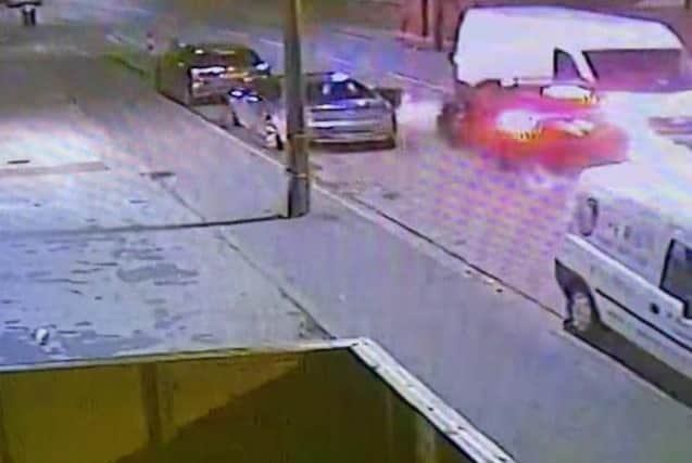 A still from the CCTV which shows the car seconds before it crashes