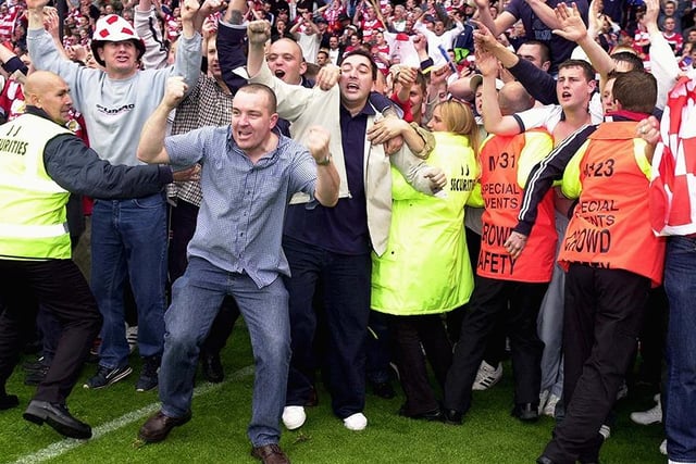Rovers fans celebrate their team's win