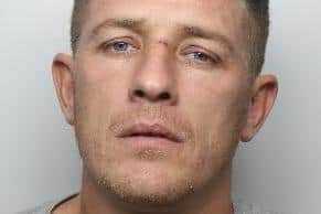 Pictured is Kiel Tetley, aged 34, formerly of Moss Road, Doncaster, who was sentenced to six years of custody after he admitted unlawful wounding after a machete attack and threatening to cause damage at Mill House Caravan Site, on Moss Road, Askern, Doncaster, from September 19, 2020.