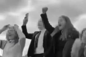 Doncaster pupils pictured protest