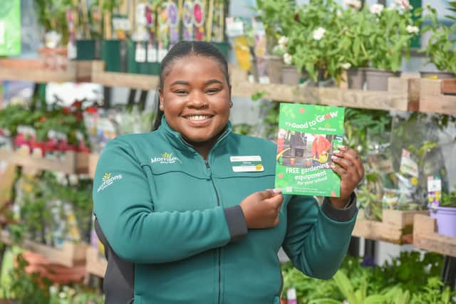 Olivia Smith, Customer Assistant at Morrisons launches the ‘It’s Good to Grow’ campaign, which will see the supermarket donate £3.5 million of gardening equipment to schoolchildren across the UK to help to educate them about where their food comes from. Photo: Rick Walker/PA Wire