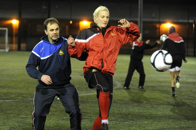 John Buckley and Leandra Little pictured at a Belles training session at Balby Carr Academy.