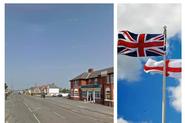 Openreach engineers removed England and Union flags from a street in Doncaster for safety reasons.