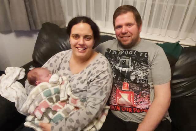 Amy Mitchell and husband Craig with baby Darcy