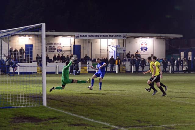 Gary Mundy scores for Rossington. Picture: Marie Caley