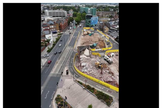 The demolition is ongoing in Doncaster city centre.