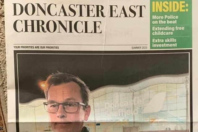 Don Valley Conservative MP was criticised for a fake newspaper dubbed the Doncaster East Chronicle.