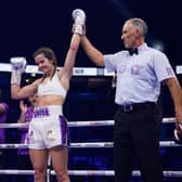 Terri Harper beats Ivana Habazin to retain her WBA super-welterweight world title. Photo: Dave Thompson/Matchroom Boxing
