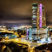 The iconic Leeds building Bridgewater Place will light up blue on the evening of Wednesday 5 July to mark the 75th anniversary of the NHS. Photo courtesy of JLL