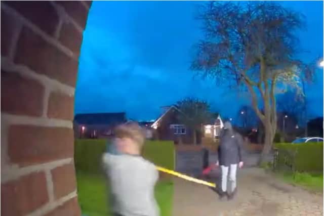 CCTV captured the moment the pair struck at the house in Doncaster.