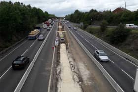 The roadworks on the A1M Doncaster
