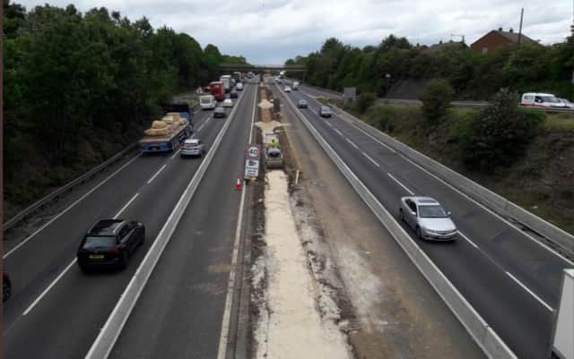 The roadworks on the A1M Doncaster