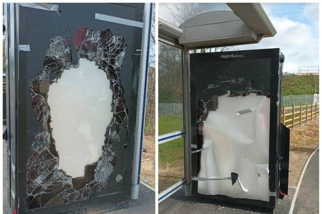 Advertising  panels have repeatedly been smashed by yobs in Doncaster.