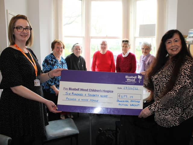 Bluebell Wood’s Regional Fundraiser Eleanor Hughers with treasurer Joan Slater, Margaret Rowett, Margaret Dunn, Cheryl Stewart, Evelyn Kendall, and chairman Marie Lane