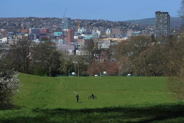 Norfolk Park, with Sheffield City Centre as a backdrop, as the Coronavirus outbreak continues. Picture by Simon Hulme